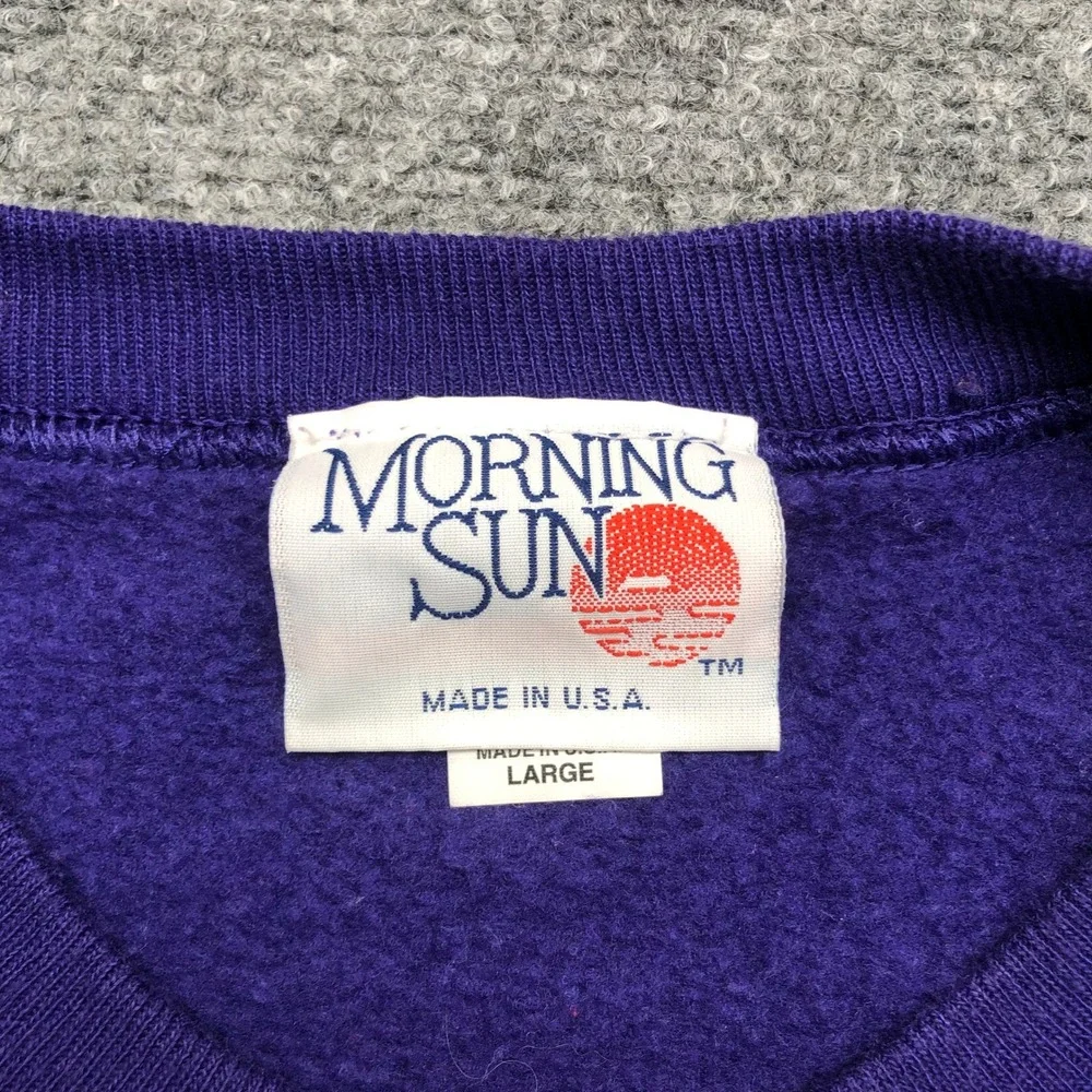 Vintage Morning Sun Purple Dandelion Graphic Crewneck Sweatshirt Large USA Made